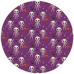 Skull Halloween Pattern Wooden Puzzle Round