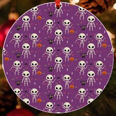 Skull Halloween Pattern Uv Print Acrylic Ornament Round by Maspions