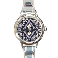 Pattern Design Scrapbooking Round Italian Charm Watch