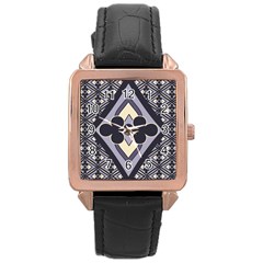 Pattern Design Scrapbooking Rose Gold Leather Watch  by Maspions