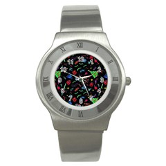 New Year Christmas Background Stainless Steel Watch by Maspions