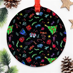 New Year Christmas Background Round Ornament (two Sides)