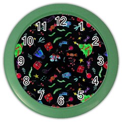 New Year Christmas Background Color Wall Clock by Maspions