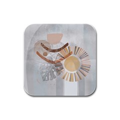 Boho Background Leaves Botanical Rubber Square Coaster (4 Pack)