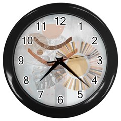 Boho Background Leaves Botanical Wall Clock (black)