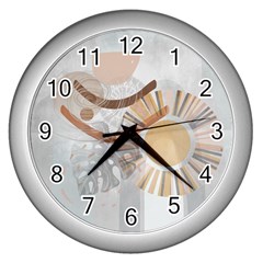 Boho Background Leaves Botanical Wall Clock (silver)