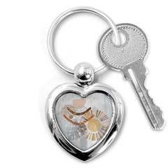 Boho Background Leaves Botanical Key Chain (heart)