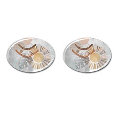 Boho Background Leaves Botanical Cufflinks (oval)