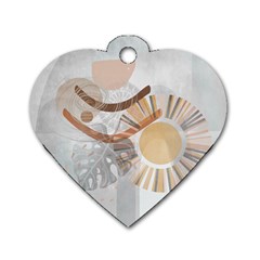 Boho Background Leaves Botanical Dog Tag Heart (two Sides)