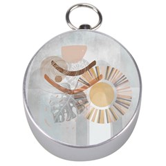 Boho Background Leaves Botanical Silver Compasses