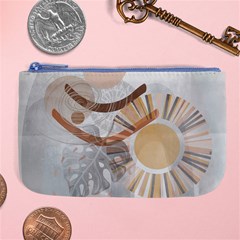 Boho Background Leaves Botanical Large Coin Purse