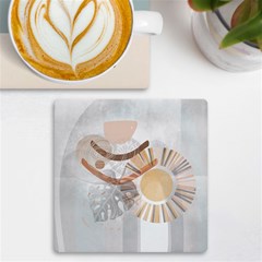 Boho Background Leaves Botanical Uv Print Square Tile Coaster 