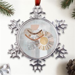 Boho Background Leaves Botanical Metal Large Snowflake Ornament by Maspions