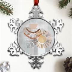 Boho Background Leaves Botanical Metal Small Snowflake Ornament by Maspions