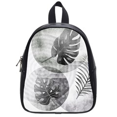 Vintage Retro Boho Background Leaves Botanical School Bag (small)