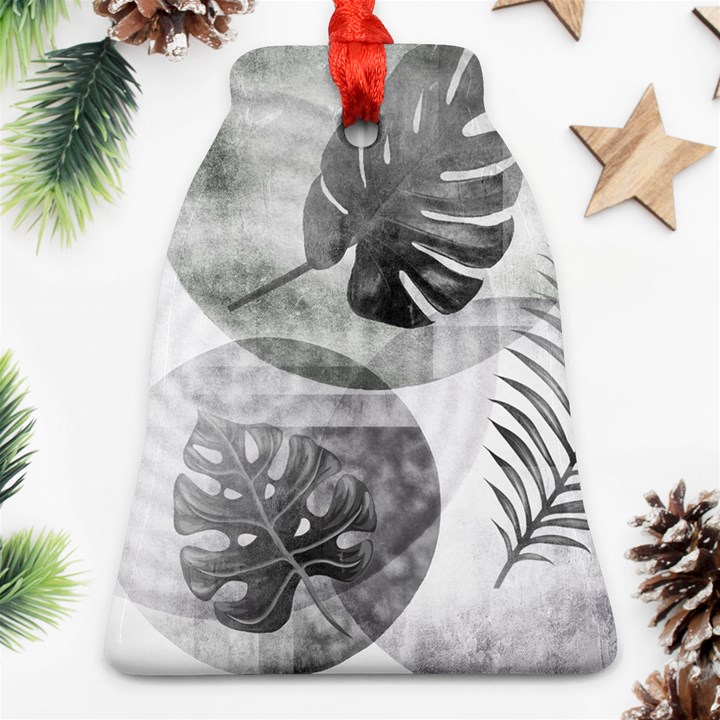 Vintage Retro Boho Background Leaves Botanical Ornament (Bell)