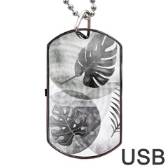 Vintage Retro Boho Background Leaves Botanical Dog Tag Usb Flash (one Side)