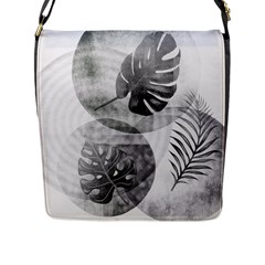 Vintage Retro Boho Background Leaves Botanical Flap Closure Messenger Bag (l)