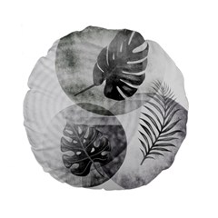 Vintage Retro Boho Background Leaves Botanical Standard 15  Premium Flano Round Cushions by Maspions