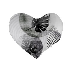 Vintage Retro Boho Background Leaves Botanical Standard 16  Premium Flano Heart Shape Cushions by Maspions