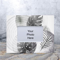 Vintage Retro Boho Background Leaves Botanical White Tabletop Photo Frame 4 x6  by Maspions