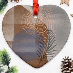 Boho Background Leaves Botanical Retro Vintage Art Ornament (heart)