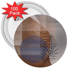 Boho Background Leaves Botanical Retro Vintage Art 3  Buttons (100 Pack) 