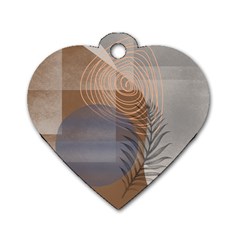 Boho Background Leaves Botanical Retro Vintage Art Dog Tag Heart (two Sides) by Maspions