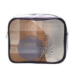 Boho Background Leaves Botanical Retro Vintage Art Mini Toiletries Bag (one Side)