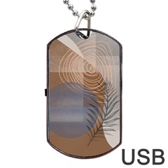 Boho Background Leaves Botanical Retro Vintage Art Dog Tag Usb Flash (one Side)