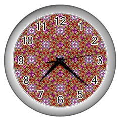 Illustrations Background Pattern Mandala Seamless Wall Clock (silver) by Maspions