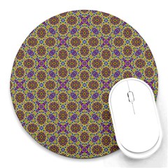 Art Illustrations Background Pattern Mandala Seamless Round Mousepad by Maspions