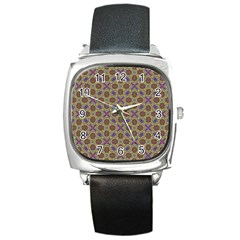 Art Illustrations Background Pattern Mandala Seamless Square Metal Watch