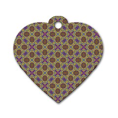 Art Illustrations Background Pattern Mandala Seamless Dog Tag Heart (two Sides)