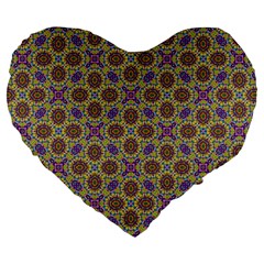 Art Illustrations Background Pattern Mandala Seamless Large 19  Premium Heart Shape Cushions