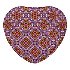 Pattern Mandala Seamless Heart Glass Fridge Magnet (4 Pack)