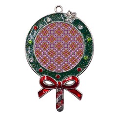 Pattern Mandala Seamless Metal X mas Lollipop With Crystal Ornament by Maspions