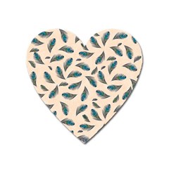 Background Palm Leaves Pattern Heart Magnet