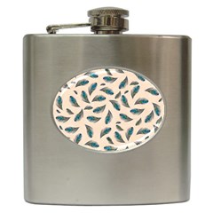 Background Palm Leaves Pattern Hip Flask (6 Oz) by Maspions