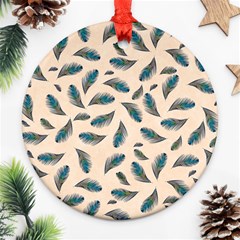 Background Palm Leaves Pattern Round Ornament (two Sides)