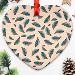 Background Palm Leaves Pattern Heart Ornament (two Sides)