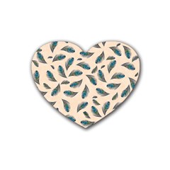 Background Palm Leaves Pattern Rubber Coaster (heart)