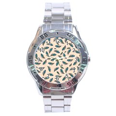 Background Palm Leaves Pattern Stainless Steel Analogue Watch by Maspions