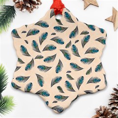 Background Palm Leaves Pattern Snowflake Ornament (two Sides)