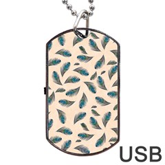 Background Palm Leaves Pattern Dog Tag Usb Flash (two Sides)