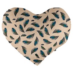 Background Palm Leaves Pattern Large 19  Premium Flano Heart Shape Cushions