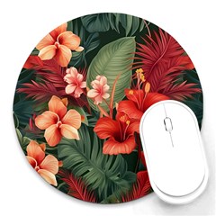 Tropical Flower Bloom Round Mousepad