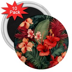 Tropical Flower Bloom 3  Magnets (10 Pack) 