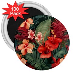 Tropical Flower Bloom 3  Magnets (100 Pack)