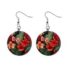 Tropical Flower Bloom Mini Button Earrings